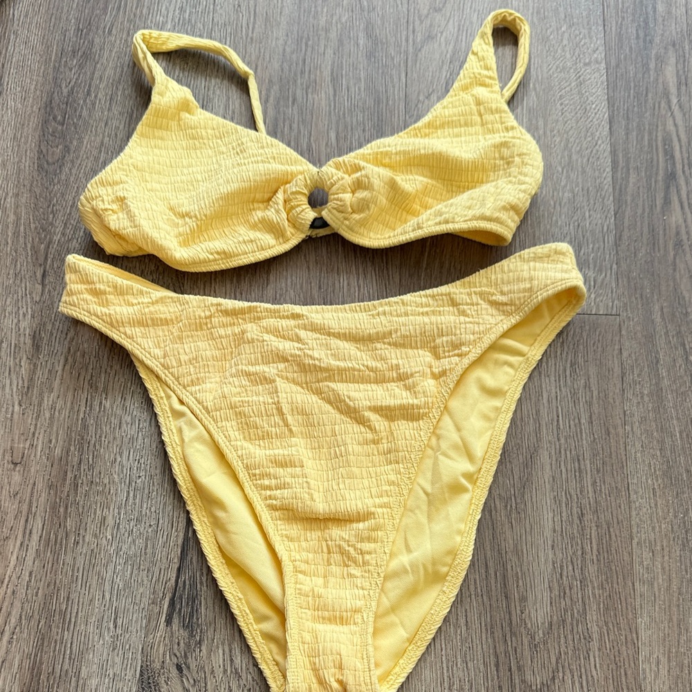 Yellow Textured Bikini Set